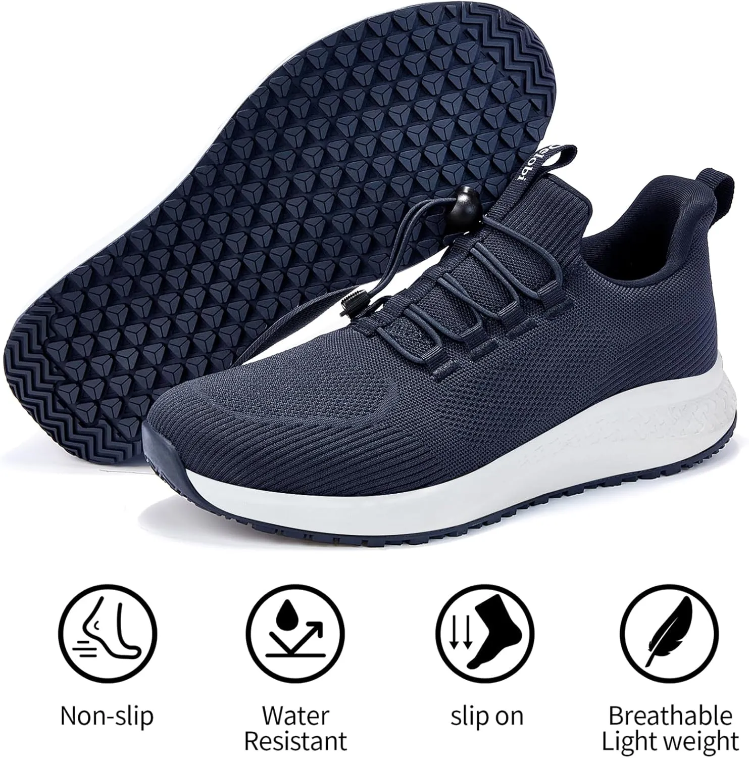Mens Non Slip Work Shoes Slip On Water Resistant Chef Shoe for Restaurant Kitchen Food Service Working Waterproof Walking Sneakers Breathable and Lightweight