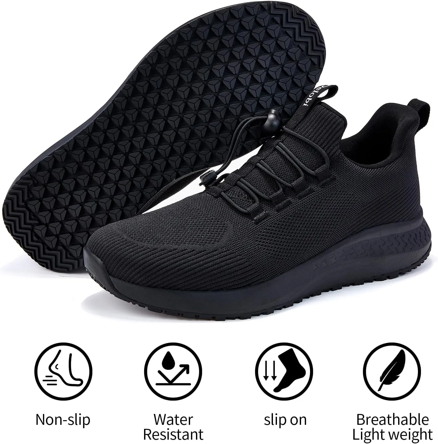 Mens Non Slip Work Shoes Slip On Water Resistant Chef Shoe for Restaurant Kitchen Food Service Working Waterproof Walking Sneakers Breathable and Lightweight