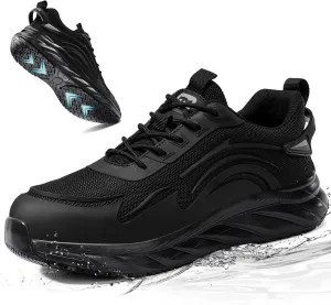 Mens Non-Slip Work Shoes Slip-Resistant Waterproof Sneakers for Kitchen Restaurant & Food Service Lightweight Breathable Slip-On Chef Shoes Safety Footwear for Men