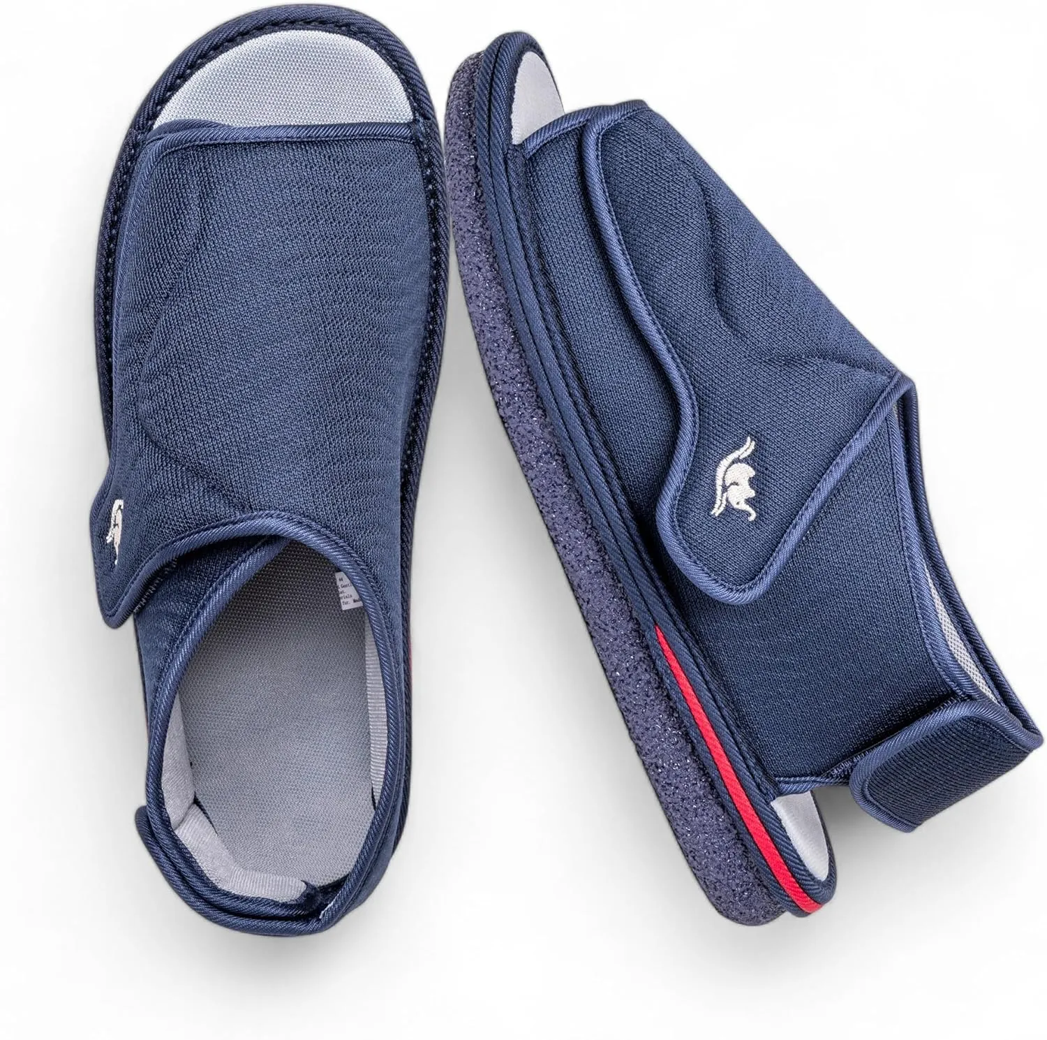 Men's Open Toe Foam Wide Diabetic Slippers Hook & Loop Closure Non-Slip Rubber Sole Flexible Orthotic Slippers Indoor/Outdoor Adjustable Soft Breathable
