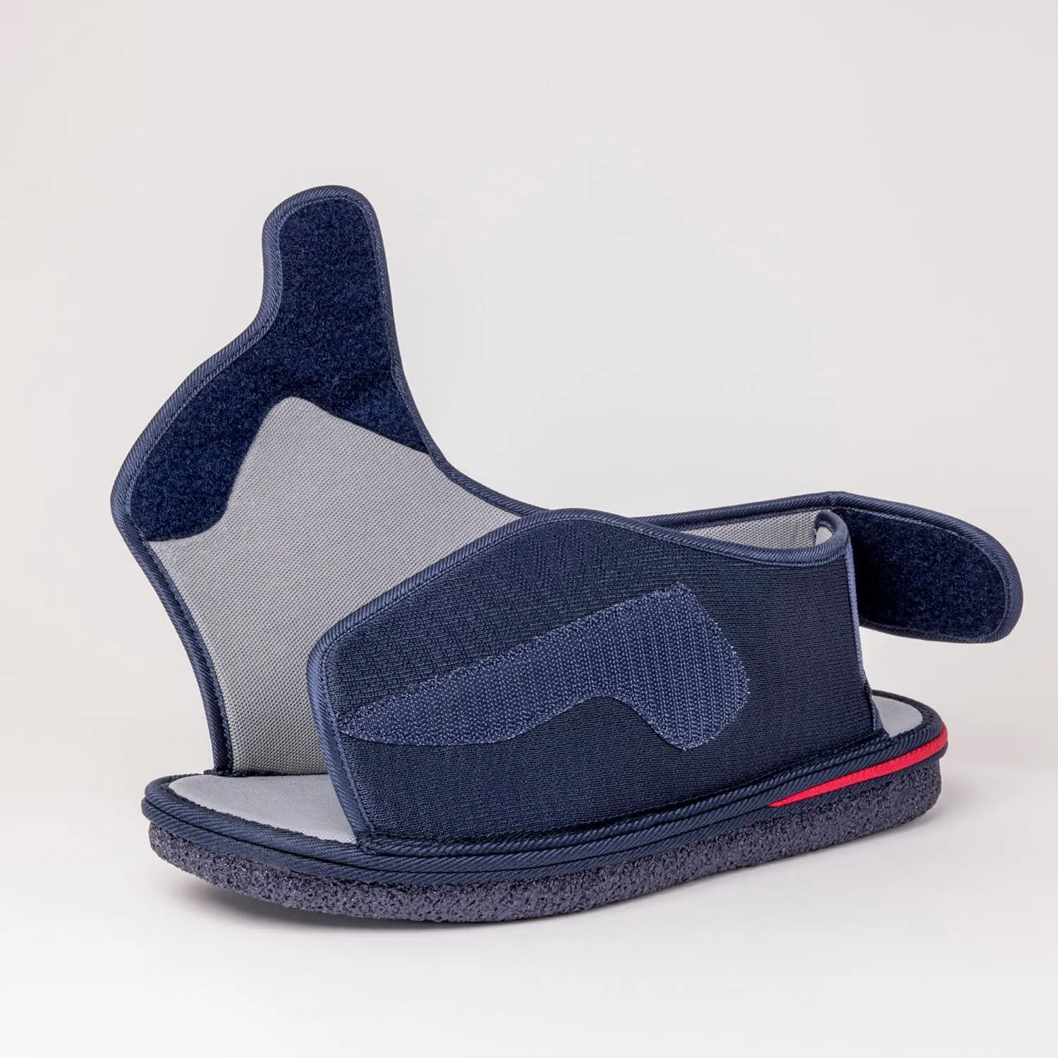 Men's Open Toe Foam Wide Diabetic Slippers Hook & Loop Closure Non-Slip Rubber Sole Flexible Orthotic Slippers Indoor/Outdoor Adjustable Soft Breathable