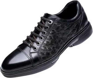 Men's Ostrich Skin Shoes Oxford Derby Shoes for Formal Dress Casual Leather Shoes