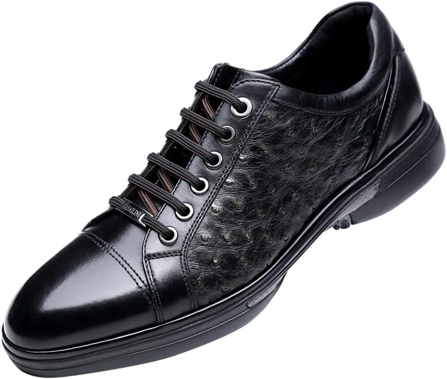 Men's Ostrich Skin Shoes Oxford Derby Shoes for Formal Dress Casual Leather Shoes