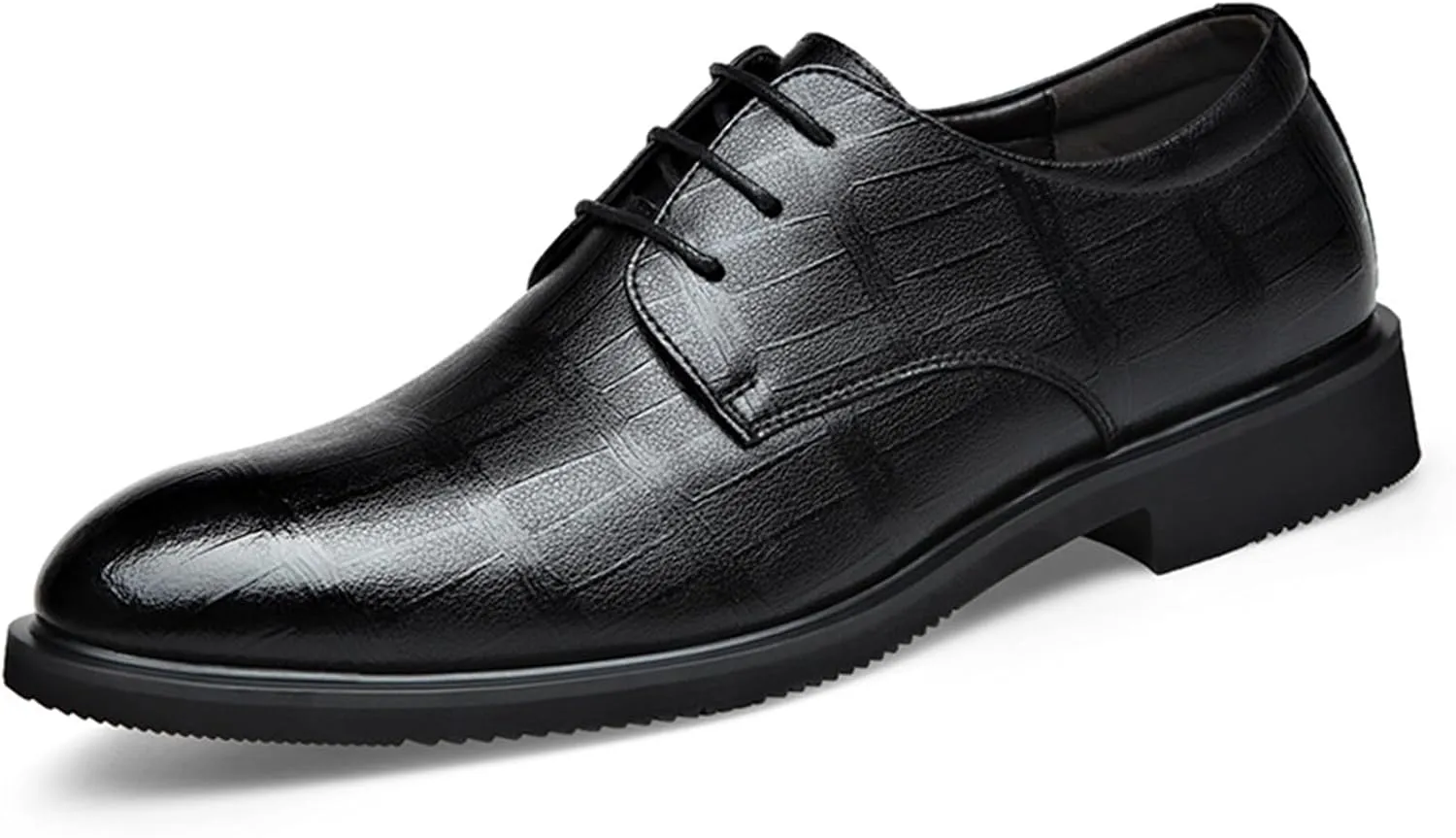 Men's Oxford Shoes Retro Leather Embossed Lace-up Formal Dress Shoe Patent Leather Luxury Groom Wedding Shoes Low Top Rubber Sole Resistant Non Slip Anti-Slip Wedding