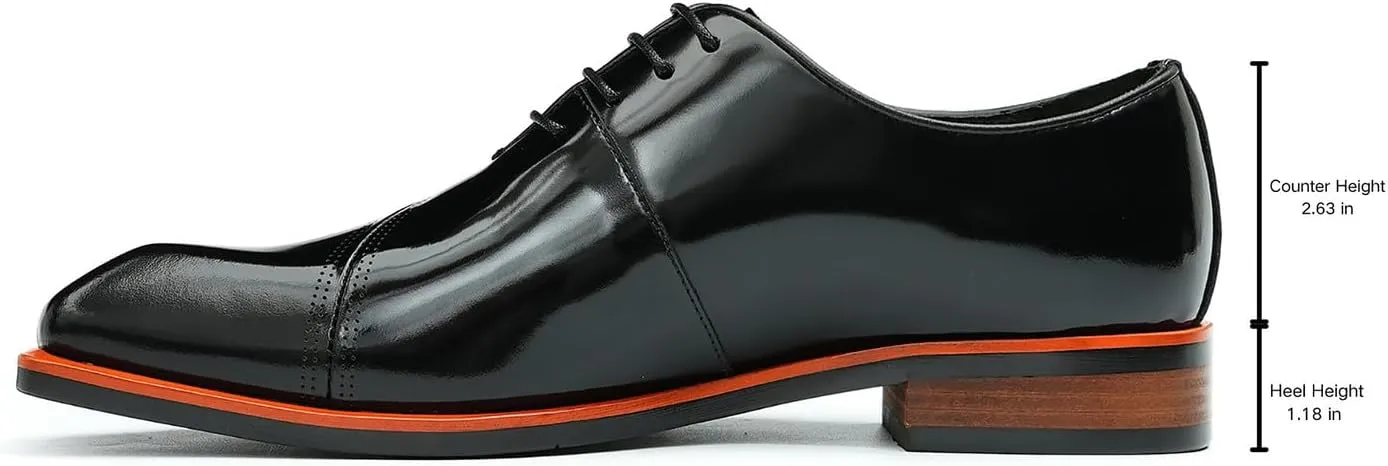 Men's Oxfords Formal Dress Patent Leather Derby Fashion Business Wedding Prom Tuxedo Casual Square Toe Oxford Walking Shoes for Men