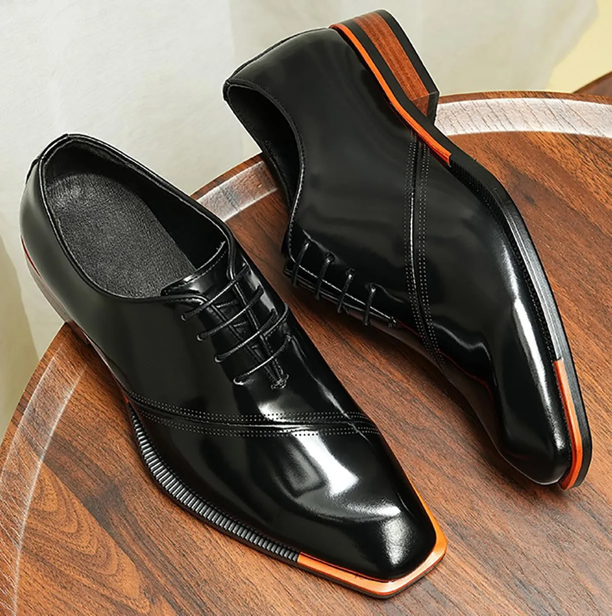 Men's Oxfords Formal Dress Patent Leather Derby Fashion Business Wedding Prom Tuxedo Casual Square Toe Oxford Walking Shoes for Men
