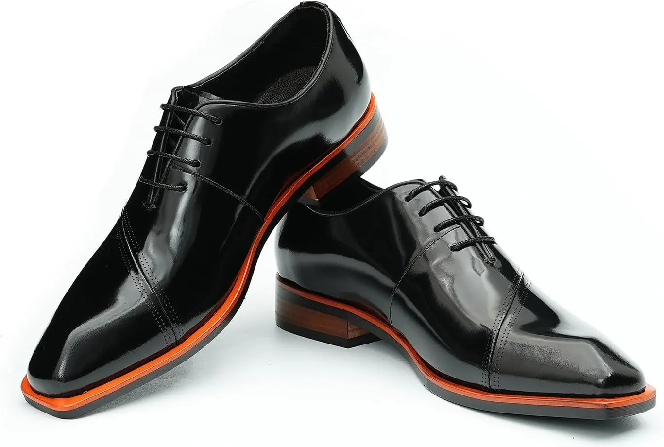 Men's Oxfords Formal Dress Patent Leather Derby Fashion Business Wedding Prom Tuxedo Casual Square Toe Oxford Walking Shoes for Men