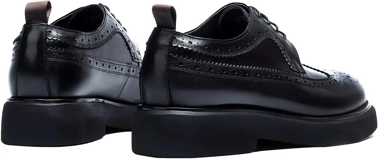 Men's Oxfords Formal Dress Wingtip Brogue Classic Lace-up Derby Genuine Leather Fashion Comfortable Shoes Buinsess Casual Prom Wedding Tuxedo Shoes for Men