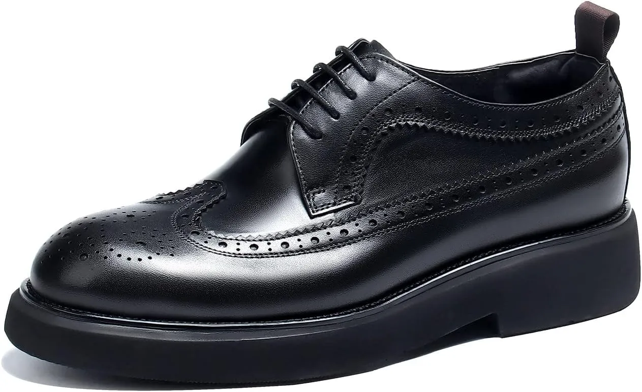 Men's Oxfords Formal Dress Wingtip Brogue Classic Lace-up Derby Genuine Leather Fashion Comfortable Shoes Buinsess Casual Prom Wedding Tuxedo Shoes for Men