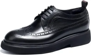 Men's Oxfords Formal Dress Wingtip Brogue Classic Lace-up Derby Genuine Leather Fashion Comfortable Shoes Buinsess Casual Prom Wedding Tuxedo Shoes for Men