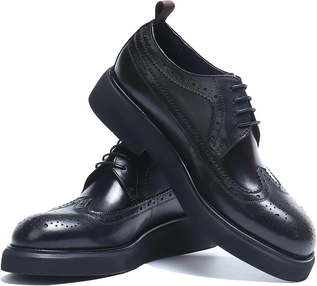 Men's Oxfords Formal Dress Wingtip Brogue Classic Lace-up Derby Genuine Leather Fashion Comfortable Shoes Buinsess Casual Prom Wedding Tuxedo Shoes for Men