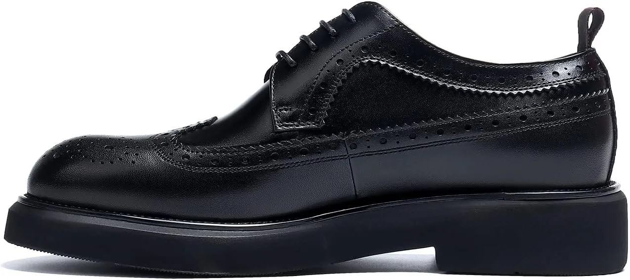 Men's Oxfords Formal Dress Wingtip Brogue Classic Lace-up Derby Genuine Leather Fashion Comfortable Shoes Buinsess Casual Prom Wedding Tuxedo Shoes for Men