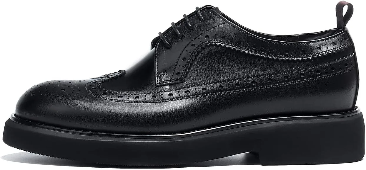 Men's Oxfords Formal Dress Wingtip Brogue Classic Lace-up Derby Genuine Leather Fashion Comfortable Shoes Buinsess Casual Prom Wedding Tuxedo Shoes for Men