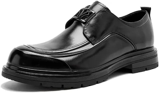 Mens Oxfords Genuine Leather Platform Men's Dress Shoes Classic Formal Business Brogue Shoes