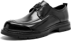 Mens Oxfords Genuine Leather Platform Men's Dress Shoes Classic Formal Business Brogue Shoes