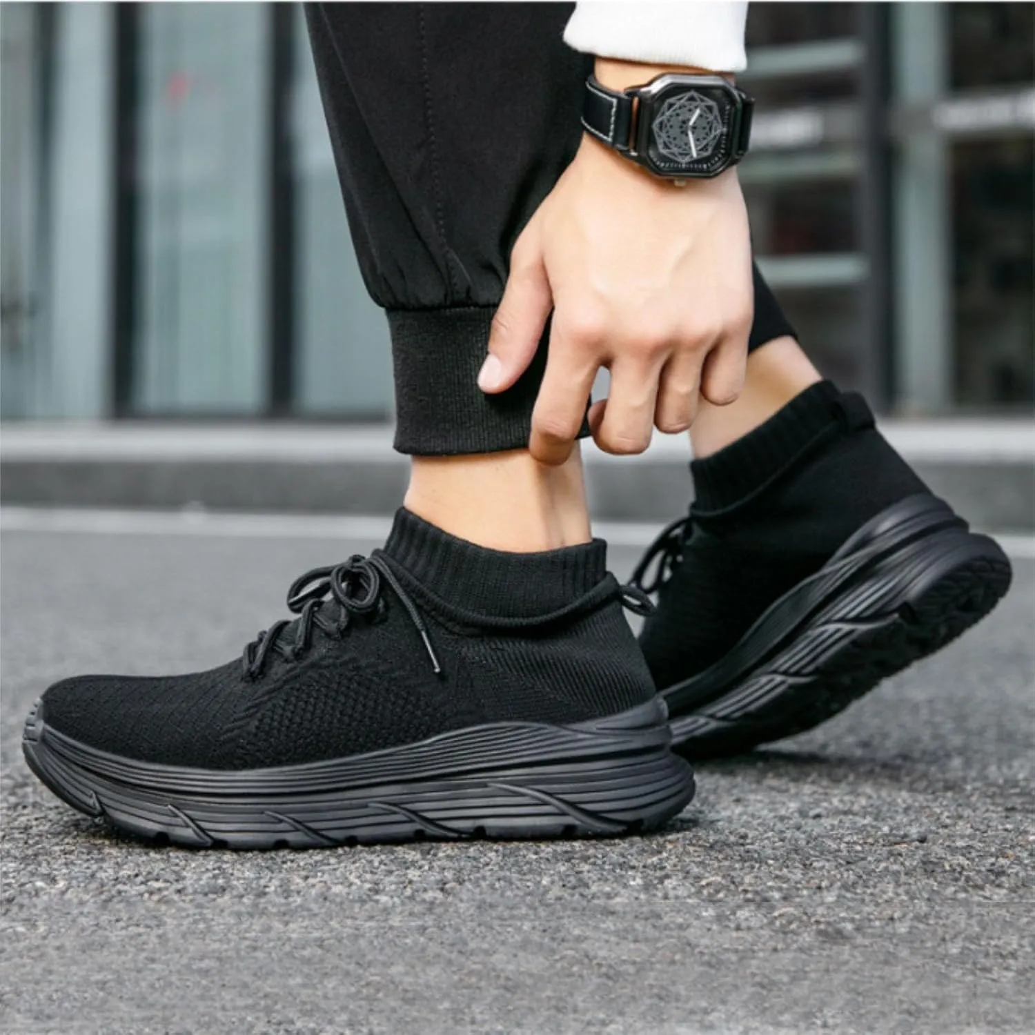 Mens Oxfords Lace-Up Lightweight Casual Walking Shoes Womens Tennis Shoes Flat Feet Men's Casual Dress Shoes Black Platform Sneaker Slip On Tennis Shoe Cross Trainer Shoe