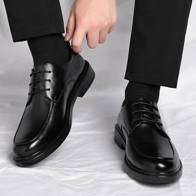 Mens Oxfords Shoes Party Men's Leather British Style Lace Up Wing Tip Dress Shoe Pointed Toe All-Day Comfort