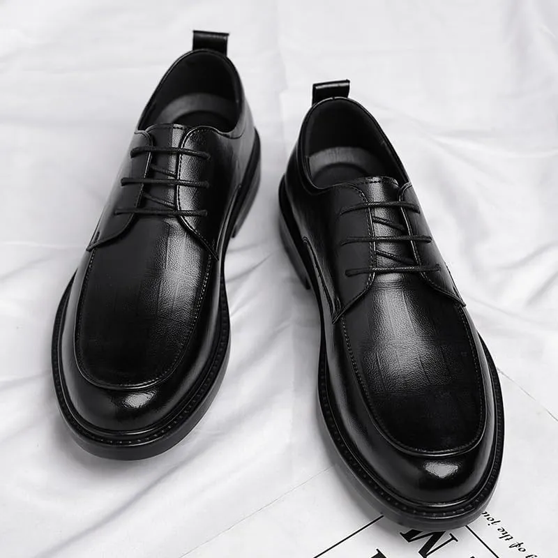Mens Oxfords Shoes Party Men's Leather British Style Lace Up Wing Tip Dress Shoe Pointed Toe All-Day Comfort