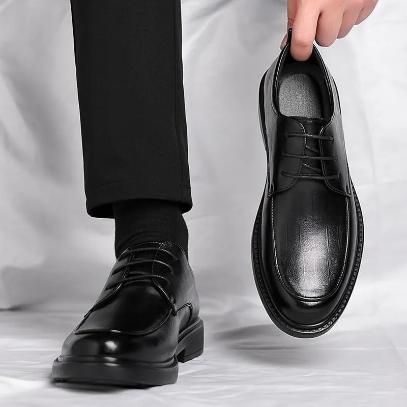 Mens Oxfords Shoes Party Men's Leather British Style Lace Up Wing Tip Dress Shoe Pointed Toe All-Day Comfort
