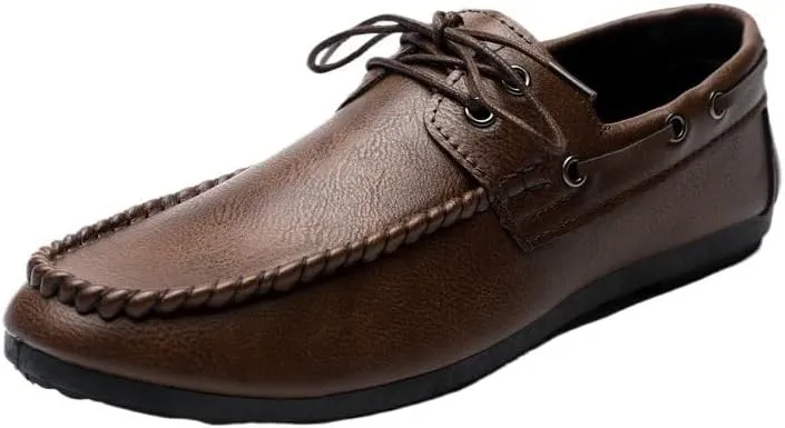 Men's Prom Shoes Vegan Leather Business Vintage Round Toe Anti-Slip Prom Wedding Slip-on