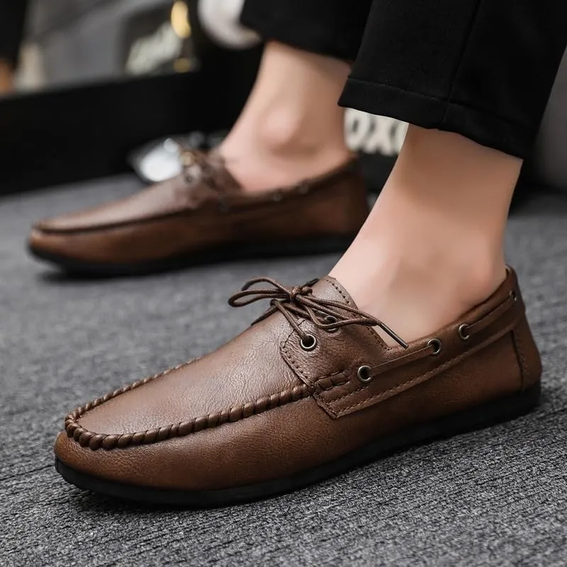 Men's Prom Shoes Vegan Leather Business Vintage Round Toe Anti-Slip Prom Wedding Slip-on