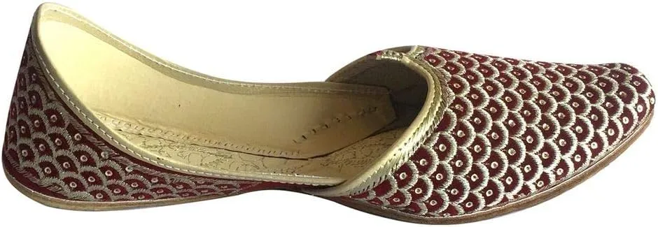 Mens Punjabi Jutti Sherwani Shoes Mehroon Gold Zari Khussa Shoes Formal Sandals Ethnic Footwear