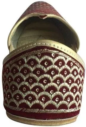 Mens Punjabi Jutti Sherwani Shoes Mehroon Gold Zari Khussa Shoes Formal Sandals Ethnic Footwear