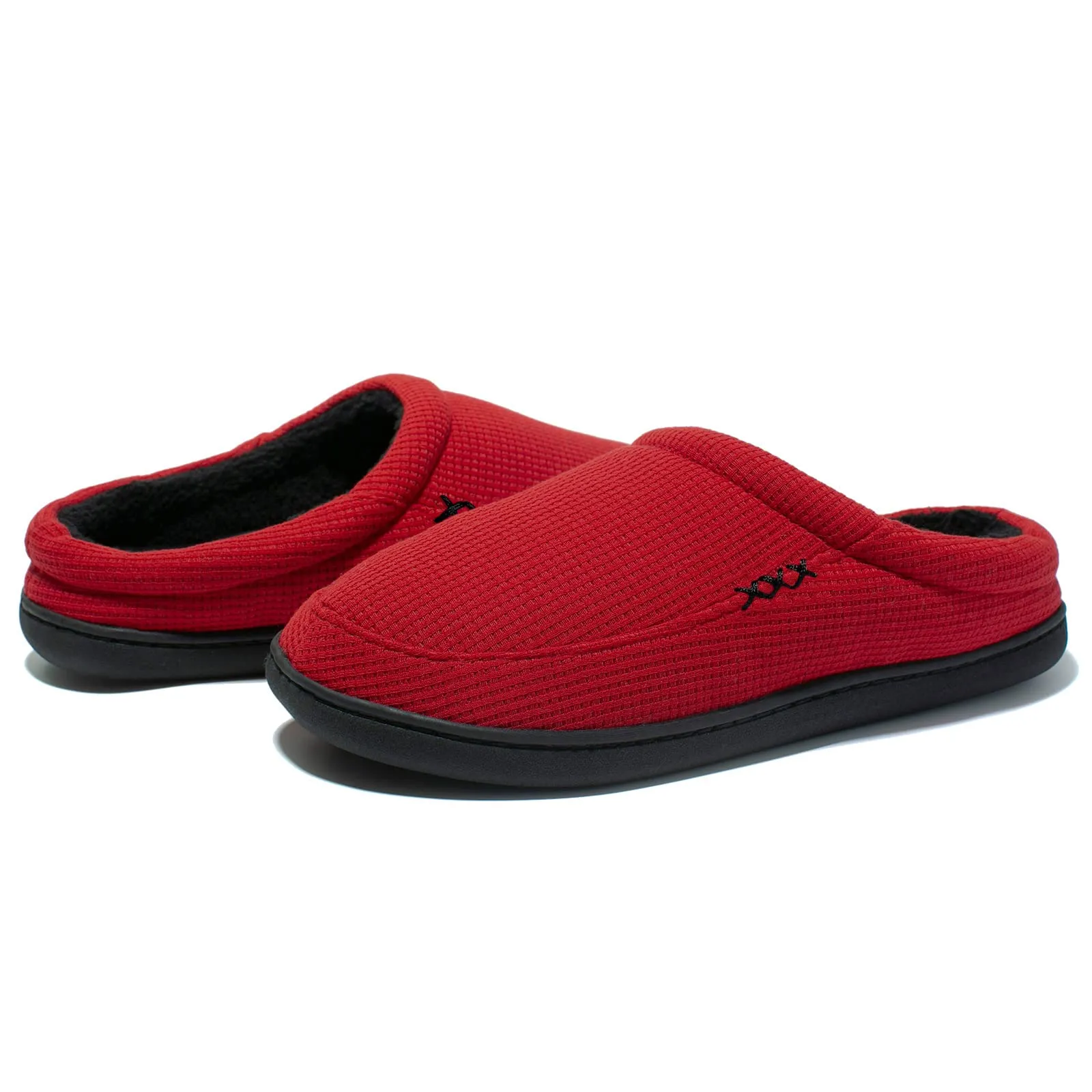 Men's Red Cozy Slide Slippers with Memory Foam
