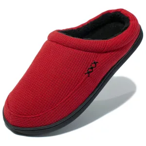 Men's Red Cozy Slide Slippers with Memory Foam