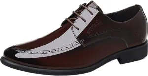 Men's Shiny Patent Leather Dress Shoes Mens Breathable Leather Wingtip Brogue Oxfords Shoes