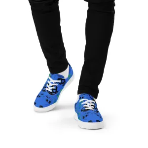 Men’s Skull Blue Lace-Up Canvas Shoes