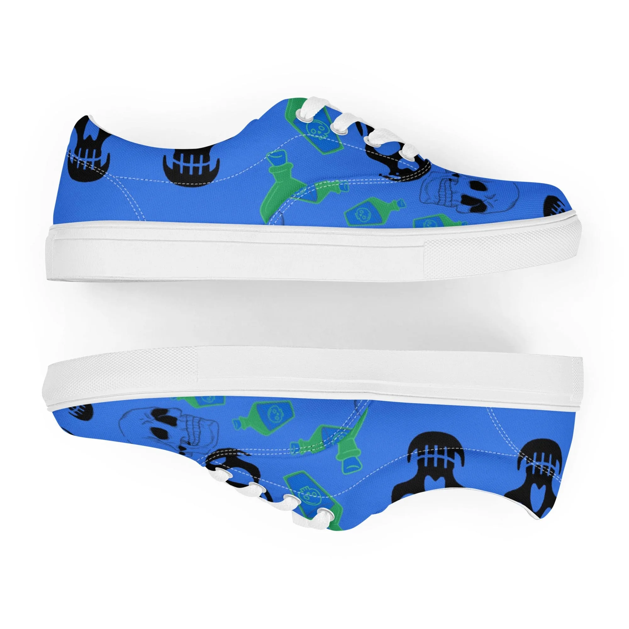 Men’s Skull Blue Lace-Up Canvas Shoes