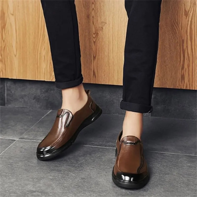 Men's Slip-on Loafers Shoes Business Dress Shoes Flat Bottom Non-Slip wear-Resistant Comfortable Breathable Wedding Shoes for Men