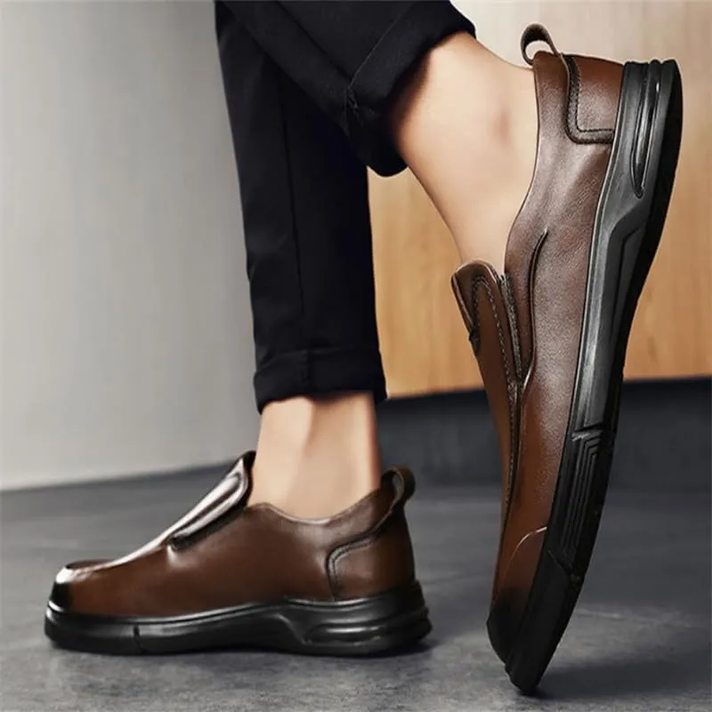 Men's Slip-on Loafers Shoes Business Dress Shoes Flat Bottom Non-Slip wear-Resistant Comfortable Breathable Wedding Shoes for Men