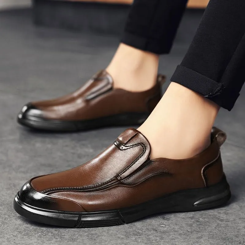 Men's Slip-on Loafers Shoes Business Dress Shoes Flat Bottom Non-Slip wear-Resistant Comfortable Breathable Wedding Shoes for Men