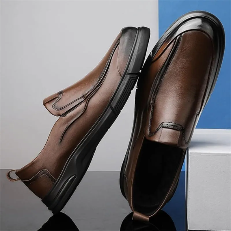 Men's Slip-on Loafers Shoes Business Dress Shoes Flat Bottom Non-Slip wear-Resistant Comfortable Breathable Wedding Shoes for Men
