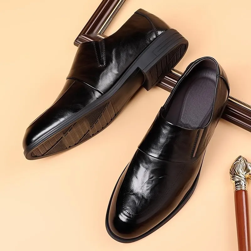 Men's Slip On Shoes Classic Formal Pointed Toe Business Oxfords Shoes Faux Patent Leather Dress Shoes for Men