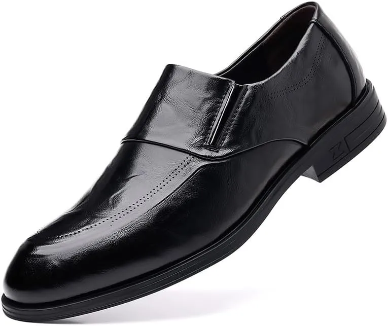 Men's Slip On Shoes Classic Formal Pointed Toe Business Oxfords Shoes Faux Patent Leather Dress Shoes for Men