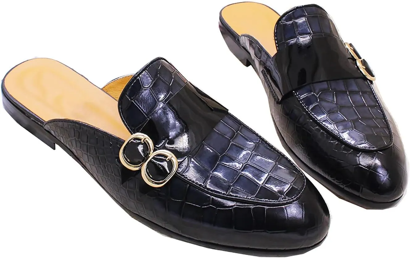 Men's Slipper Fashion Genuine Leather Crocodile Print Slip-on Loafers Casual Dress Formal Slippers Outdoor Sandals