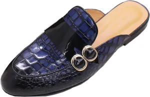 Men's Slipper Fashion Genuine Leather Crocodile Print Slip-on Loafers Casual Dress Formal Slippers Outdoor Sandals