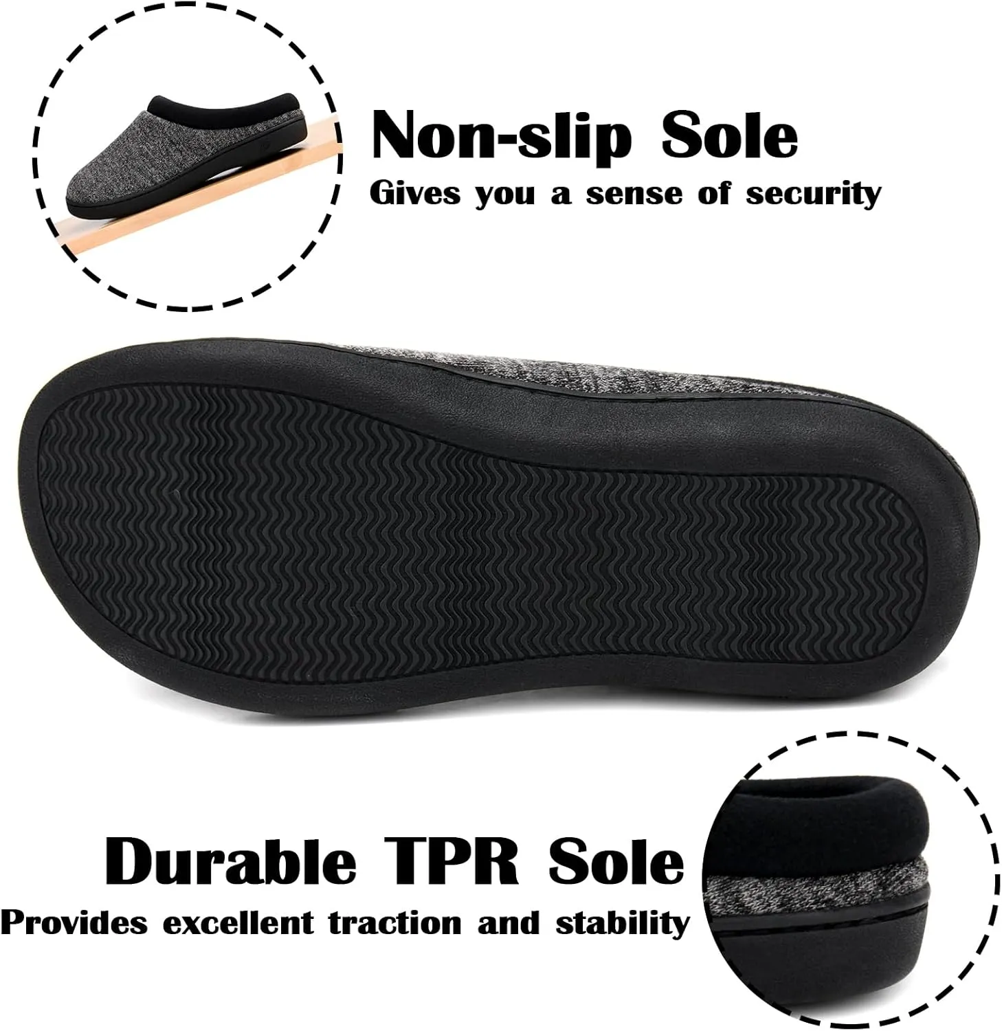 Men's Slippers with Memory Foam, Breathable Indoor Slippers, Comfortable Non-Slip Slip-Ons for Men