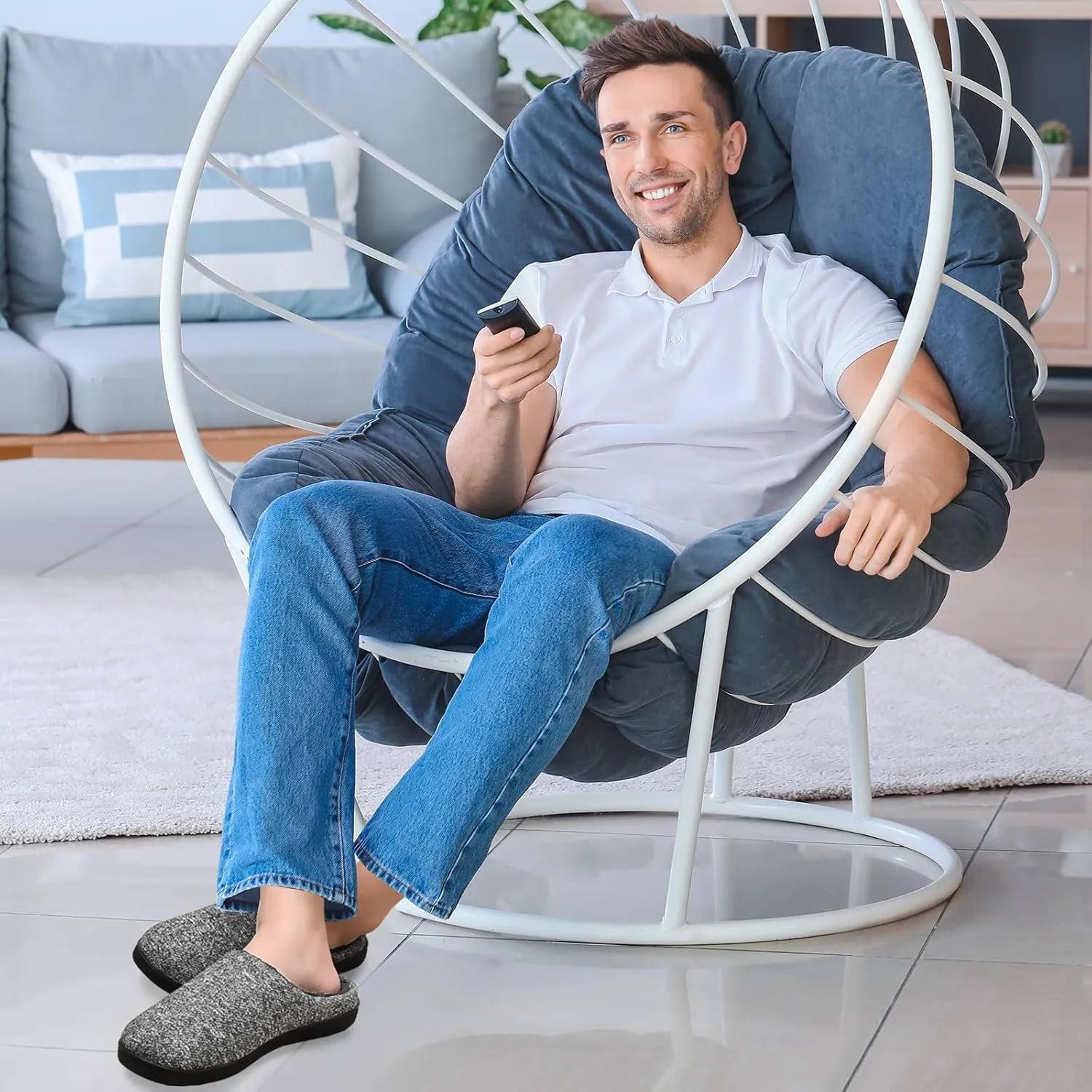 Men's Slippers with Memory Foam, Breathable Indoor Slippers, Comfortable Non-Slip Slip-Ons for Men