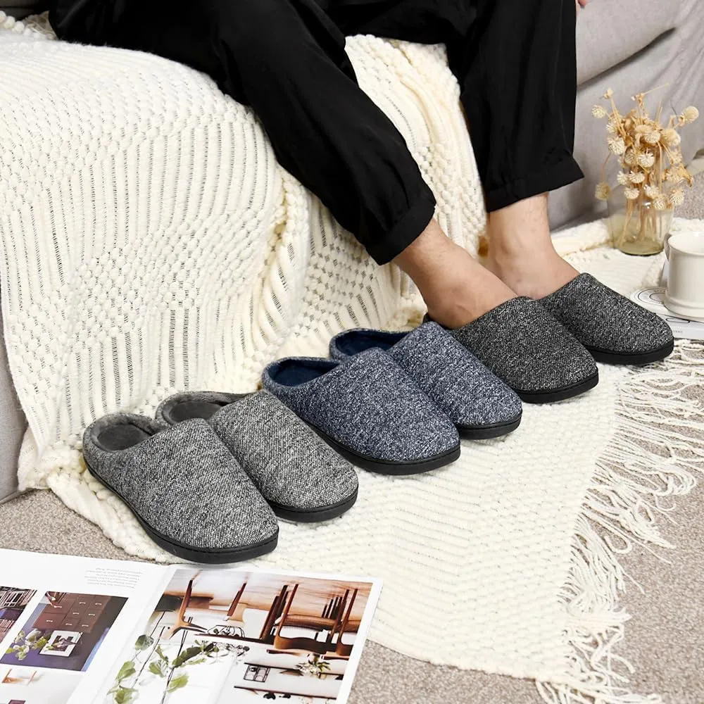 Men's Slippers with Memory Foam, Breathable Indoor Slippers, Comfortable Non-Slip Slip-Ons for Men