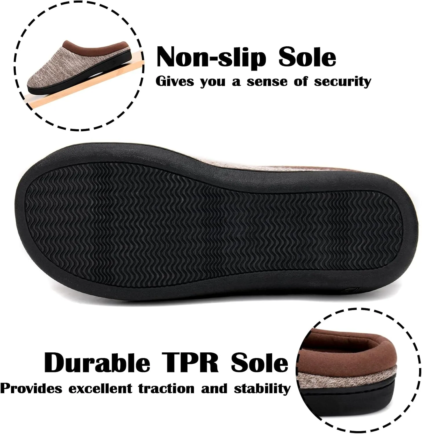 Men's Slippers with Memory Foam, Breathable Indoor Slippers, Comfortable Non-Slip Slip-Ons for Men