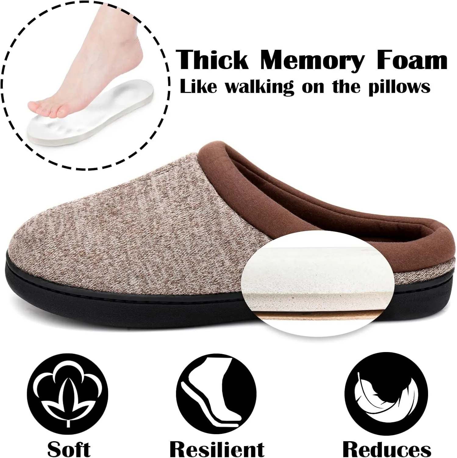 Men's Slippers with Memory Foam, Breathable Indoor Slippers, Comfortable Non-Slip Slip-Ons for Men