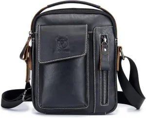 Men's Small Shoulder Bag, Genuine Leather Bag, Retro lightweight Cross Body Everyday Satchel Bag for Business Casual Sport Hiking Travel
