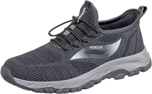 Men's Sneakers with Adjustable Lace Breathable Mesh Comfortable Sole Slip On Shoes for Men Daily Walking Working Workout Non Slip Lightweight Shoes for Male Summer Spring