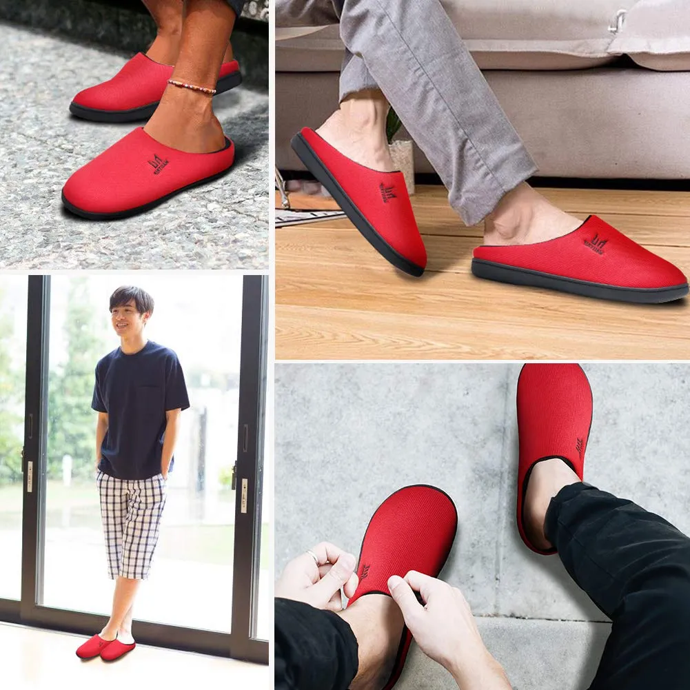 Men's Streamline Red House Slippers with Memory Foam