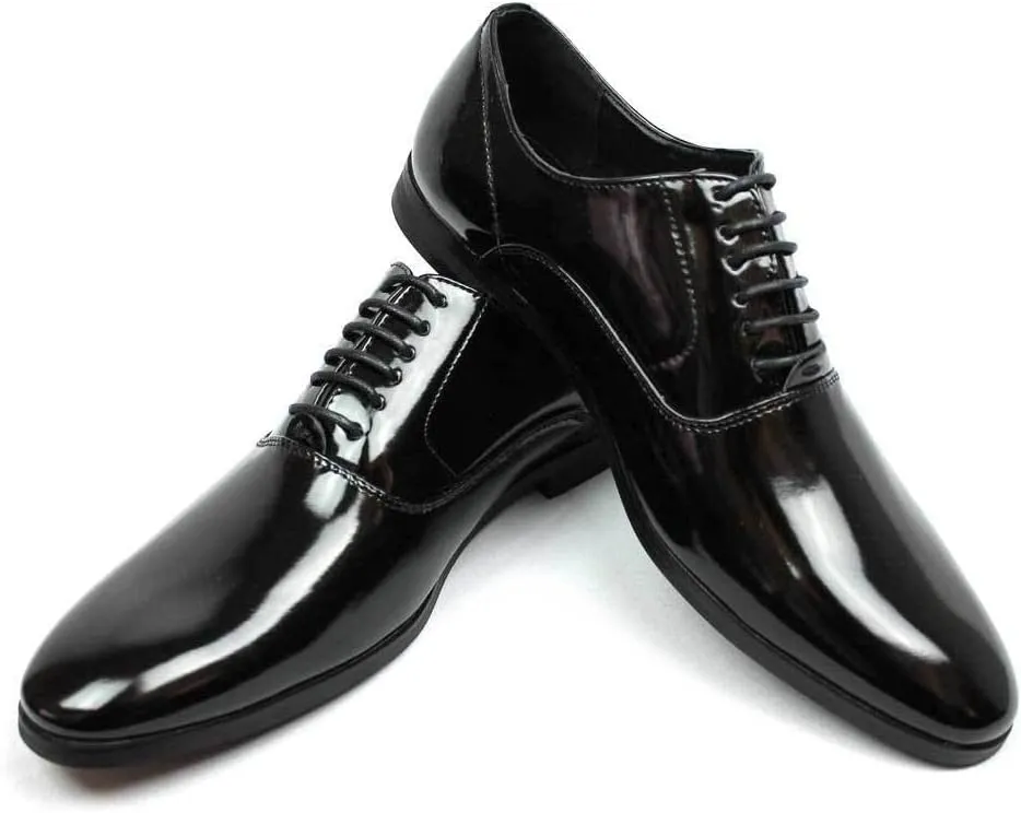Men's Tuxedo Shoes Patent Leather Traditional Round Toe Lace Up Oxfords AZAR