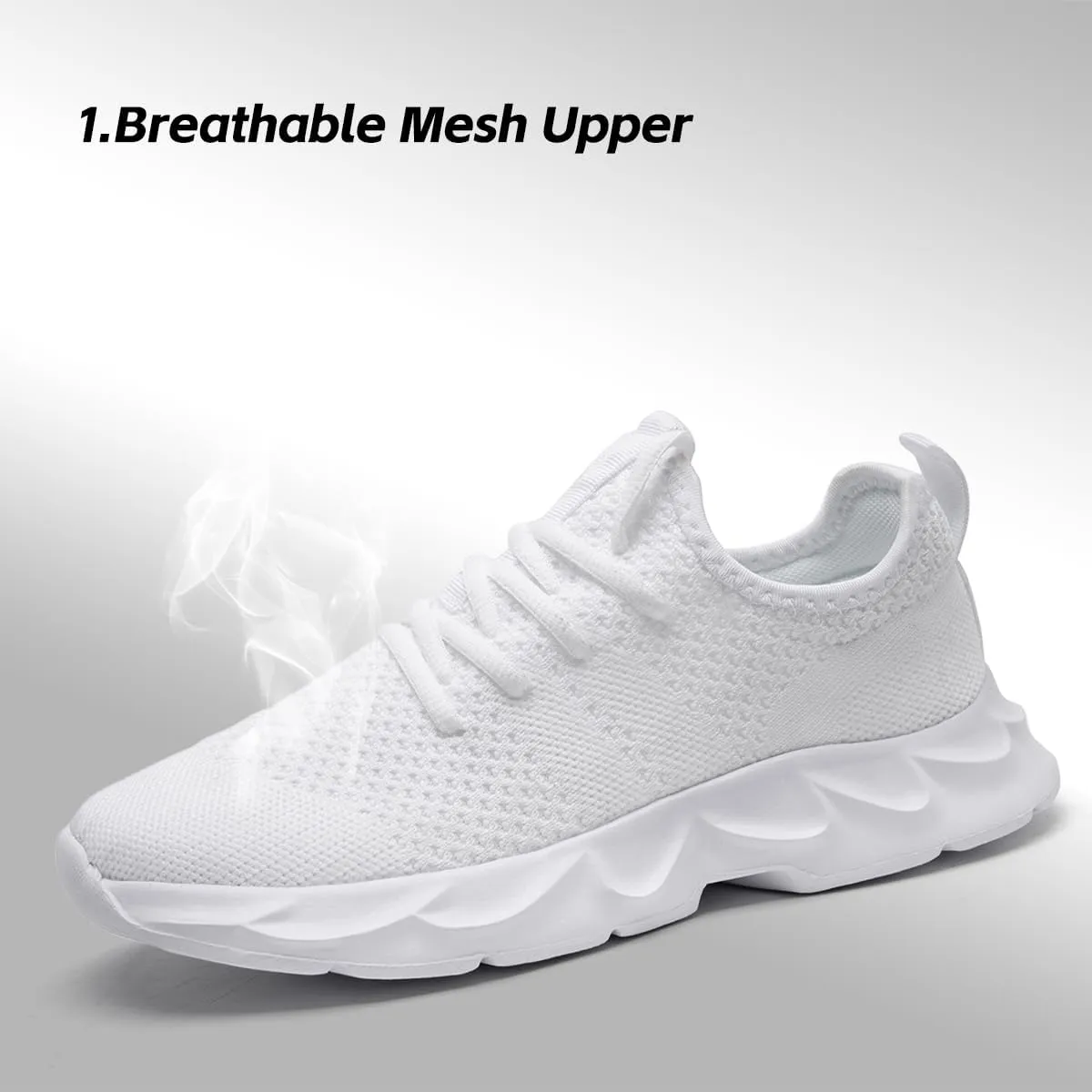 Mens Walking Running Shoes Slip On Sneakers Non Slip Workout Tennis Athletic Casual Lightweight Breathable Mesh Shoes